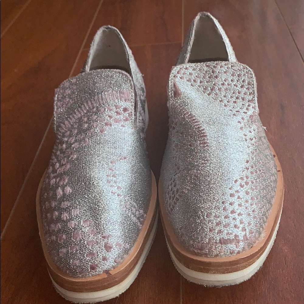 Free People Silver and Pink Loafers
